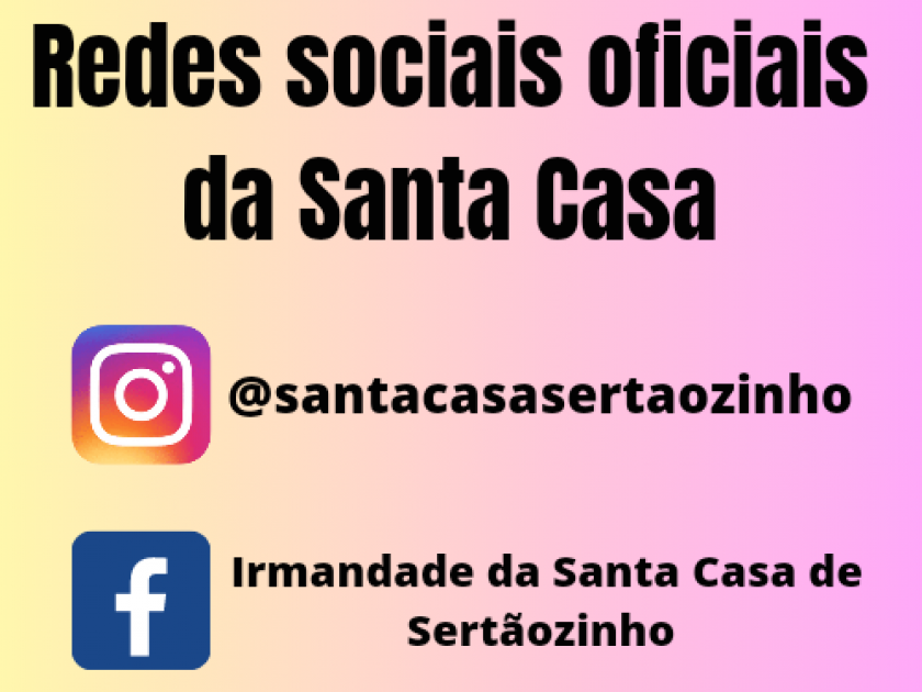 Você sabia que a Santa Casa de Sertãozinho possui redes sociais oficiais?