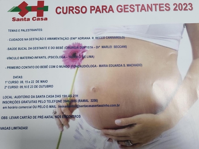 Tradicional curso de gestantes da Santa Casa de Sertãozinho começará no mês de maio